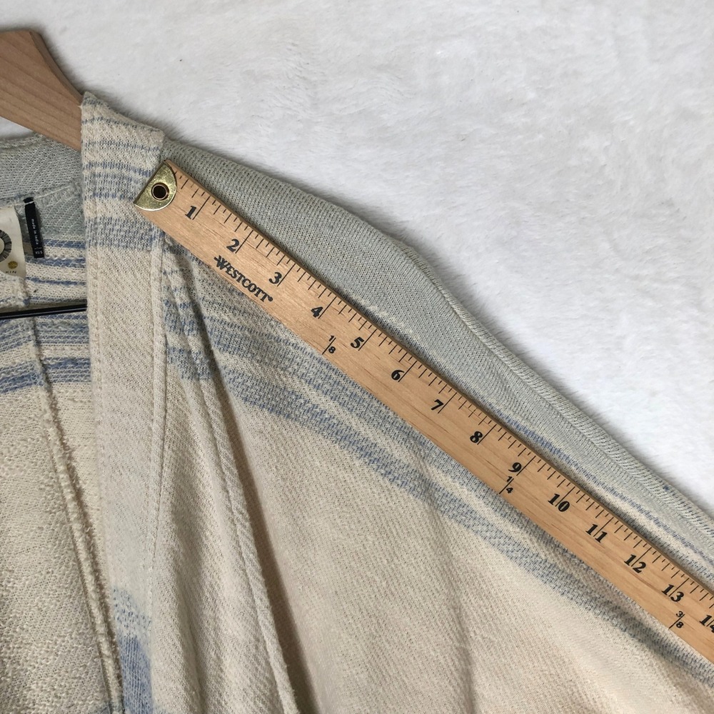 Akemi + Kin Anthropologie Striped Open Front Cardigan Sz XS Blue Cream Oversized - Picture 9 of 12